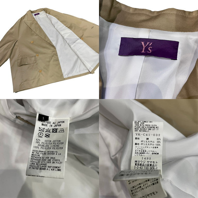 Y's PURPLE LABEL コットンベンタイルキモノスリーブサイドジップボックステーラードジャケット 着物 ブルゾン コート Yohji Yamamoto Femme ヨウジヤマモトファム ワイズ パープルレーベル レディース