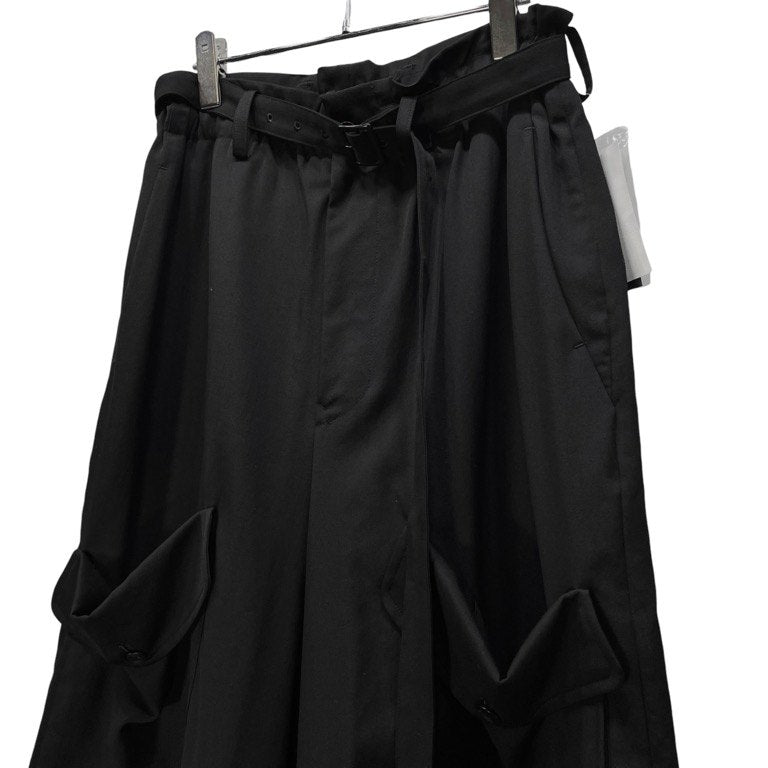 Y's 18SS ウールギャバジンロゴ刺繍パッチベルテッドサルエルカーゴパンツ ボトムス 未使用タグ付き 定価72,600円 Yohji Yamamoto Femme ヨウジヤマモトファム ワイズ レディース メンズ ユニセックス