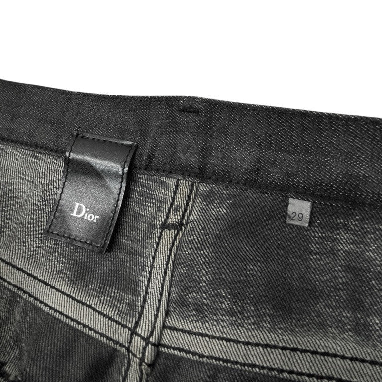 Dior Homme ブラックデニムコーティングストレッチスキニーパンツ ボトムス Archive 00s ディオールオム メンズ