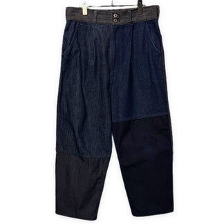 COMME des GARCONS HOMME 21AW デニム切り替えパッチワークワイドテーパードパンツ ジーンズ ボトムス コムデギャルソンオム メンズ