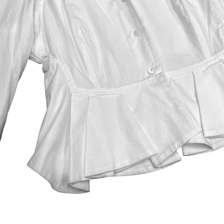 hussein chalayan 裾フリルスタンドカラーショートシャツジャケット Archive 00s トップス フセインチャラヤン レディース
