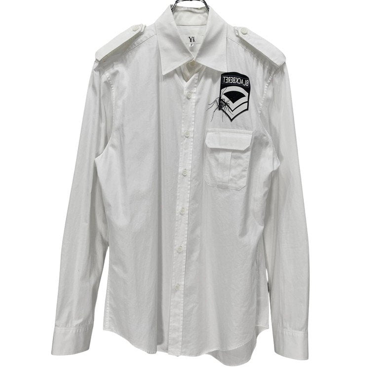 Y's for men コットンブロードスパイダープリントミリタリーシャツジャケット Archive エポレット ブラウス トップス アウター Yohji Yamamoto Pour Homme ヨウジヤマモトプールオム ワイズフォーメン メンズ