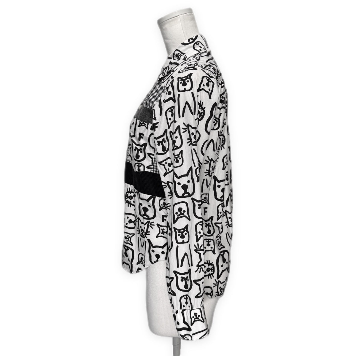 BLACK COMME des GARCONS 13AW アニマルプリント異素材切り替えシャツ 丸襟 ブラウス トップス Archive ギャルソン レディース