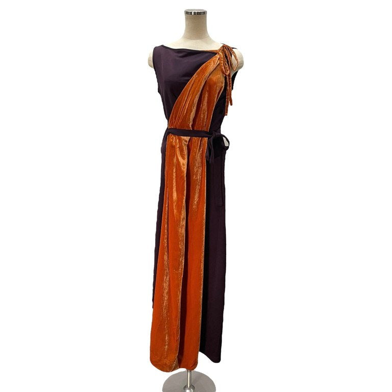 Jean Paul GAULTIER FEMME ベルベット切替バイカラーノースリーブストレッチロングワンピース Archive 90s JPG ドレス ベロア ジャンポールゴルチエ レディース