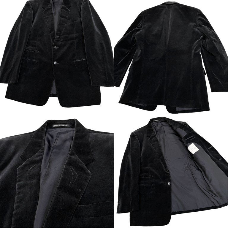 Yohji Yamamoto COSTUME D'HOMME コットンベロアラペルデザインセットアップスーツ 2Bテーラードジャケット 1タックテーパードパンツ スラックス トラウザーズ ヨウジヤマモト コスチュームドオム メンズ