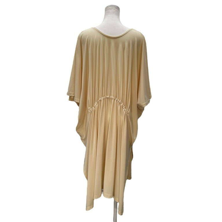 ISSEY MIYAKE 21SS オーバーサイズバックギャザードレープカットソーワンピース トップス とろみ トリアセテートポリエステル ジャージー 天竺 Tシャツ イッセイミヤケ レディース