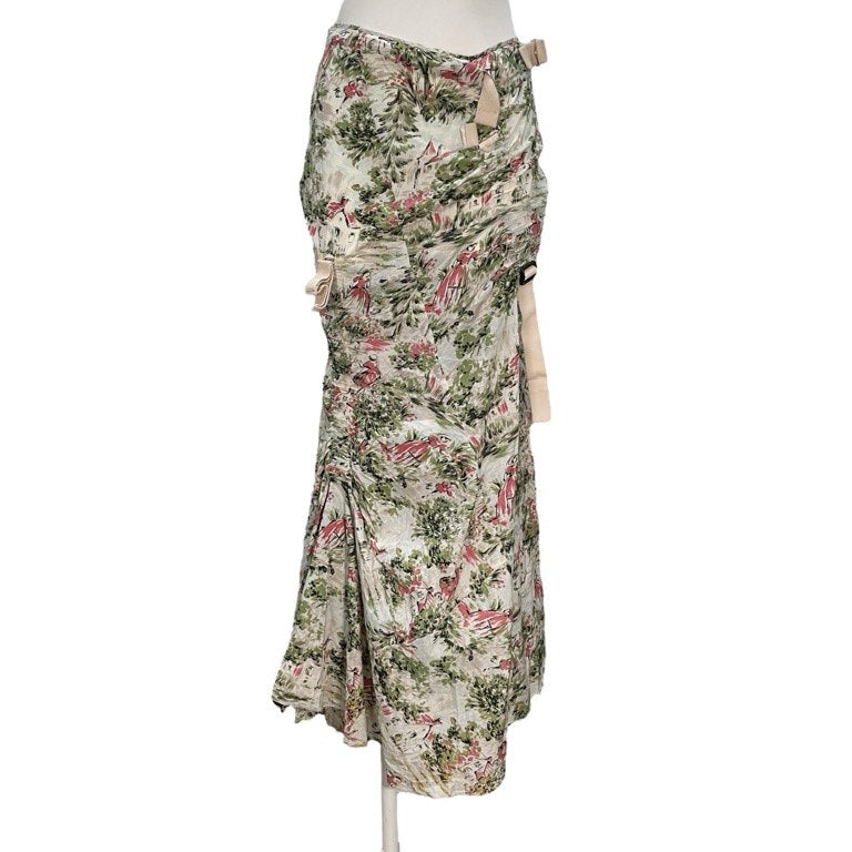 JUNYA WATANABE COMME des GARCONS 03SS 風景画プリントカットオフボンテージパラシュートスカート 拘束 ボトムス Archive 総柄 ベルト パンツ ジュンヤワタナベ コムデギャルソン レディース