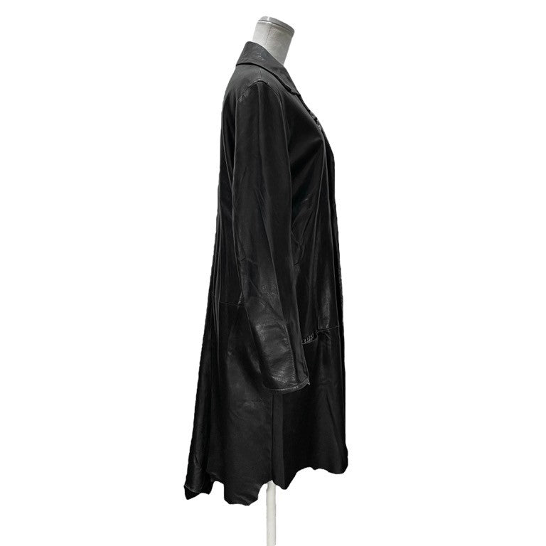 Yohji Yamamoto Femme 03AW 千鳥裏地ラムレザー裁ち切りジップアップロングコート ジャケット ブルゾン アウター Archive ランダムカッティング カットオフ 千鳥格子 ヨウジヤマモトファム レディース