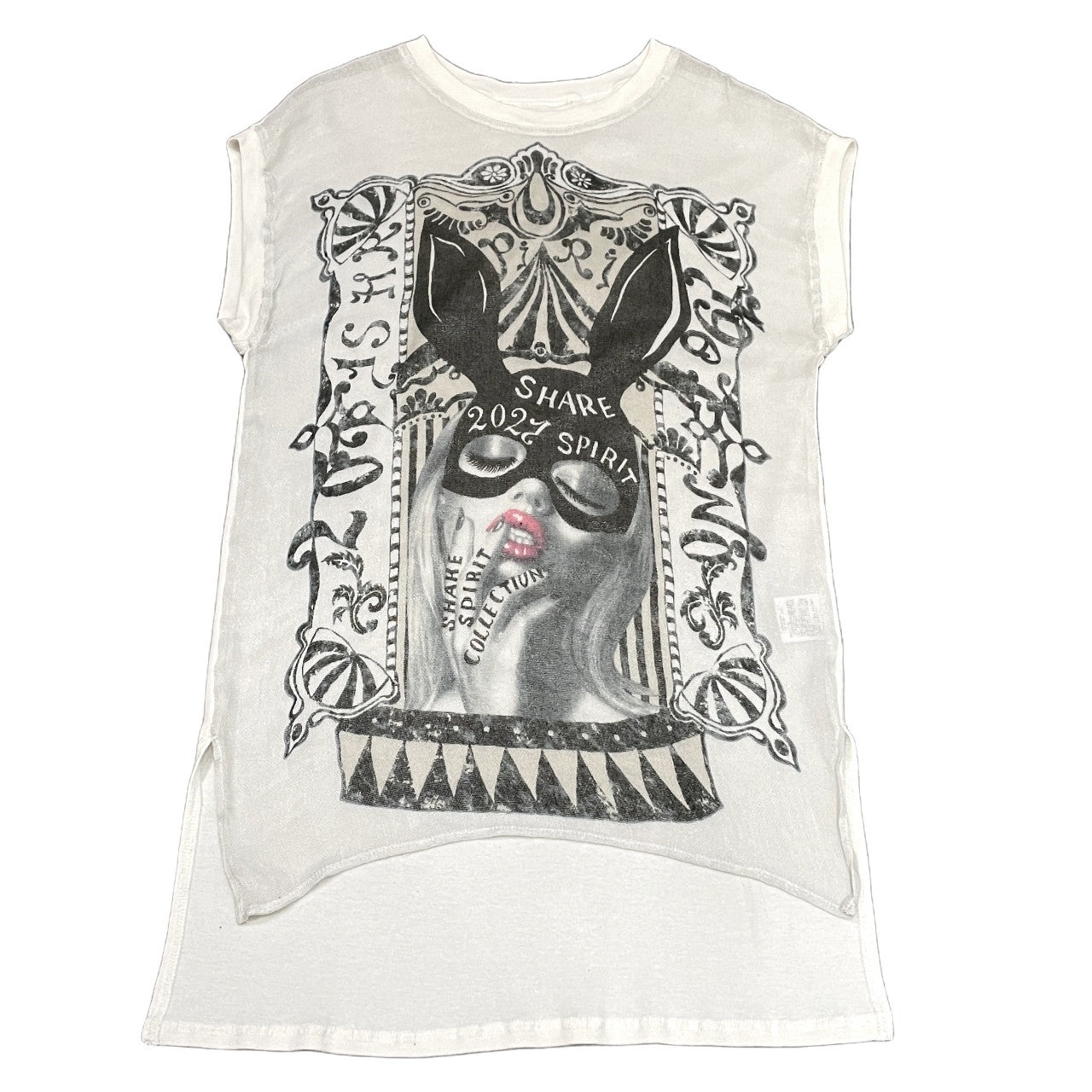 SHARE SPIRIT 21SS ラメガーゼバニープリントノースリーブモダールカットソー Tシャツ Tee T-shirt トップス Y2K シェアスピリット メンズ