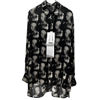GEOFFREY B.SMALL Limited Edition 20AW LONG PROPORTION TAILORED SHIRT ロングプロポーションハンドメイドテーラードシャツ サテンシルク 世界30着限定 DOS20 総柄 ジェフリービースモール メンズ
