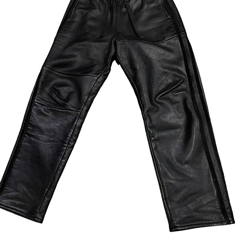 ink 18AW TOUGHER PANTS シープレザースウェットボンディングイージーテーパードパンツ 希少 レア 定価88,000円 レザーパンツ サイドライン 側章 再構築 リメイク ボトムス インク