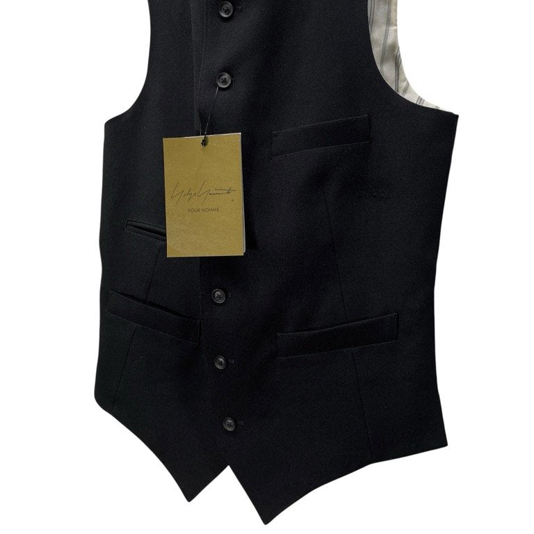 Yohji Yamamoto Pour Homme 24AW ARMY GABARDINE STAND 8BS VEST アーミーギャバジンスタンドカラー8ボタンベスト ジレ アウター トップス 定価85,800円 ヨウジヤマモトプールオム メンズ