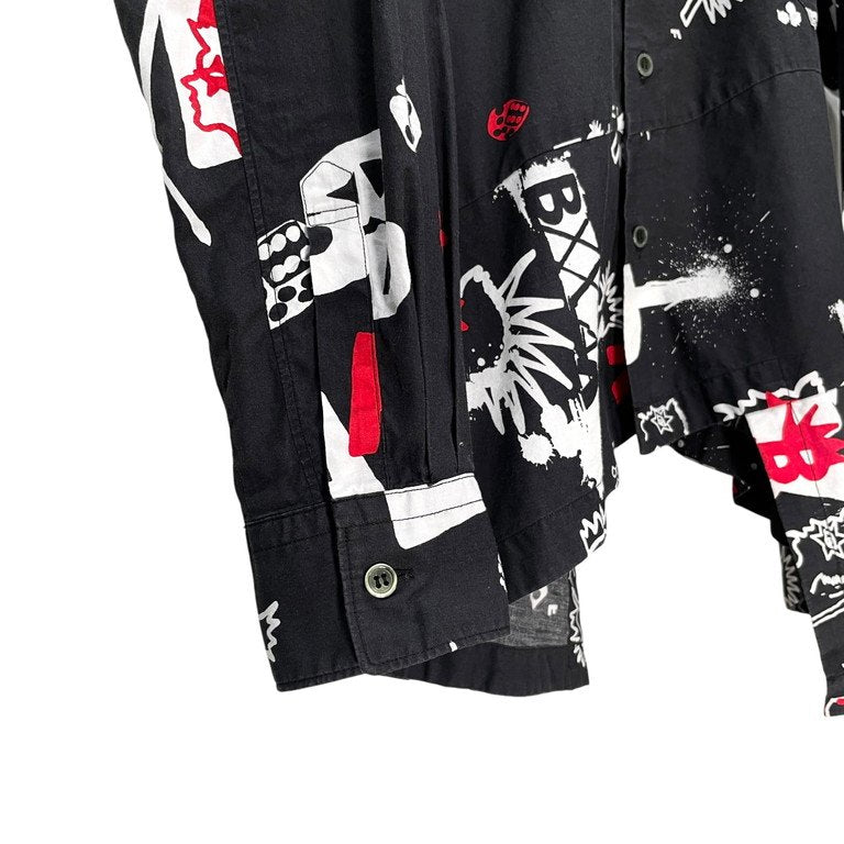 BLACK COMME des GARCONS 16SS ランダムカッティングアートプリントシャツ 変形 総柄 ブラウス トップス ブラック コムデギャルソン メンズ レディース ユニセックス