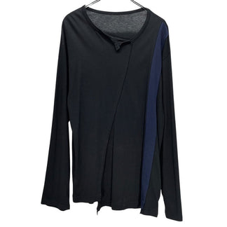 Ground Y 縦接ぎ切替ロングスリーブカットソー Tシャツ Tee T-shirt 長袖 トップス Yohji Yamamoto ヨウジヤマモト グラウンドワイ メンズ レディース ユニセックス