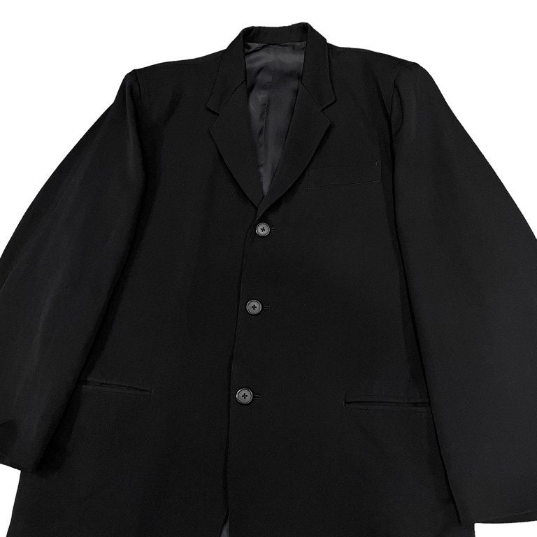 Yohji Yamamoto Pour Homme ウールタキシードクロス3Bテーラードジャケット Archive 80s 90s 初期 丸文字ロゴ ブルゾン コート アウター ヨウジヤマモトプールオム メンズ