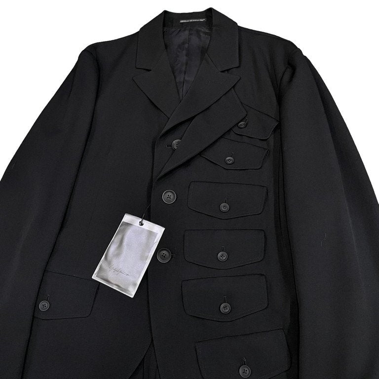 Yohji Yamamoto Pour Homme 19SS ウールギャバジン多重フラップレイヤードテーラードジャケット 左前二重フラップJKT LOOK1 定価192,500円