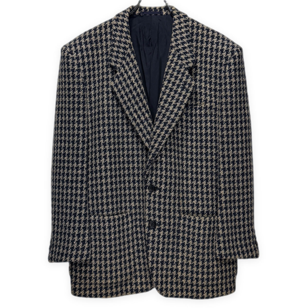 COMME des GARCONS HOMME 90AW ウールツイード千鳥格子柄2Bボックスシルエットテーラードジャケット ブレザー ブルゾン コート アウター Archive 90s コムデギャルソンオム メンズ