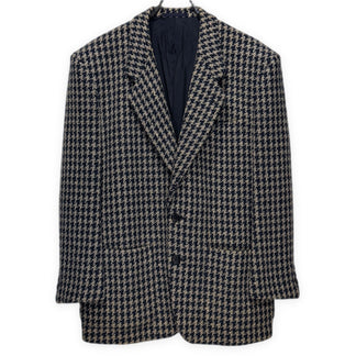 COMME des GARCONS HOMME 90AW ウールツイード千鳥格子柄2Bボックスシルエットテーラードジャケット ブレザー ブルゾン コート アウター Archive 90s コムデギャルソンオム メンズ