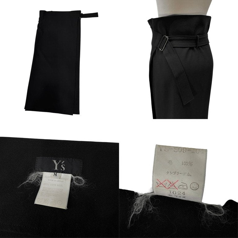 Y's ウールベルテッドロング巻きスカート ベルト パンツ ボトムス Archive 90s Yohji Yamamoto Femme ワイズ ヨウジヤマモトファム レディース