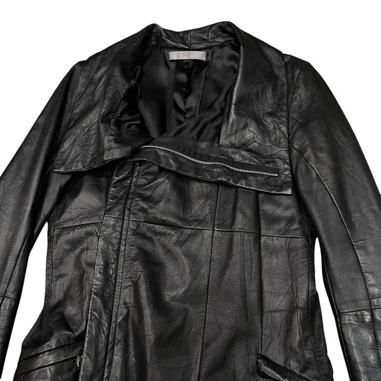 EKAM ラムレザージップアップハイネックレザージャケット シングル ライダース ブルゾン コート アウター エカム メンズ