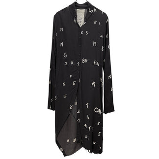 PAL OFFNER 18AW レーヨン抜染英字ナンバリングプリントカットオフロングシャツ ブラウス トップス アウター 総柄 パルオフナー メンズ レディース ユニセックス