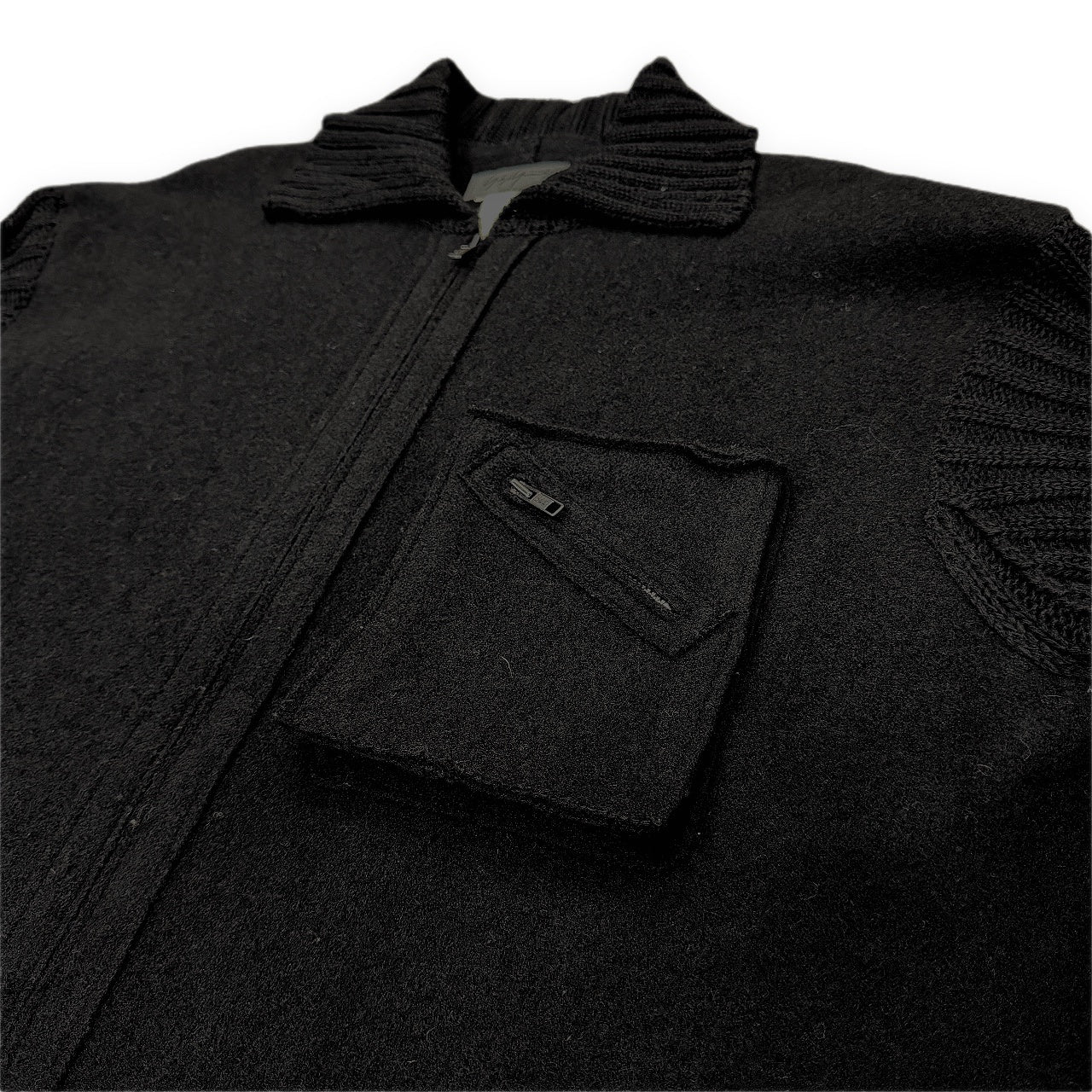 Yohji Yamamoto Pour Homme 98AW 袖ニット切り替え圧縮ウール立体ポケットジップアップブルゾン ジャケット コート アウター Archive 90s ヨウジヤマモトプールオム メンズ