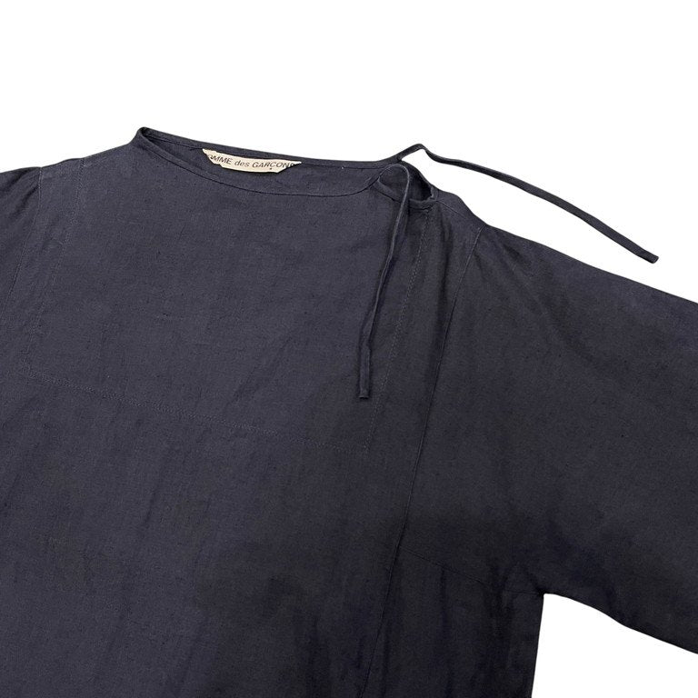COMME des GARCONS リネンプルオーバーロングスモックワンピース シャツ ブラウス チュニック Archive 70s 初期 トップス コムデギャルソン レディース