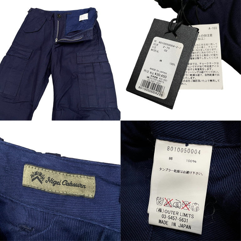 Nigel Cabourn タグ付き CARGO PANTS カーゴパンツ 定番 W32 ボトムス ミリタリー 軍パン 平織 濃紺 ネイビー コットン 8010050004 日本製 定価\30.450- ナイジェルケーボン メンズ