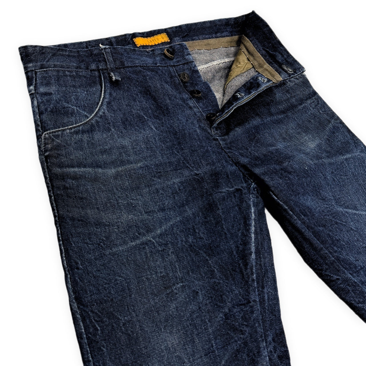 LAYER-0 DENIM 5P PANT インディゴデニムレザーボタン5ポケットパンツ ジーンズ ボトムス Alessio Zero レイヤーゼロ メンズ