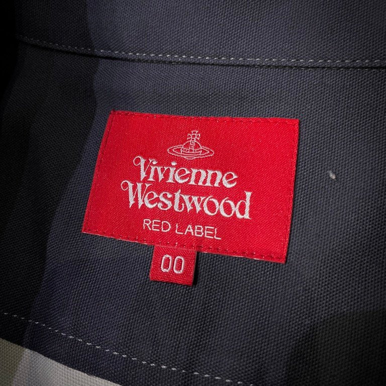Vivienne Westwood RED LABEL 21SS ライトキャンバスオーブプリントパネル切り替えステンカラーロングコート ジャケット ブルゾン アウター シャツ トップス ヴィヴィアンウエストウッド レッドレーベル レディース