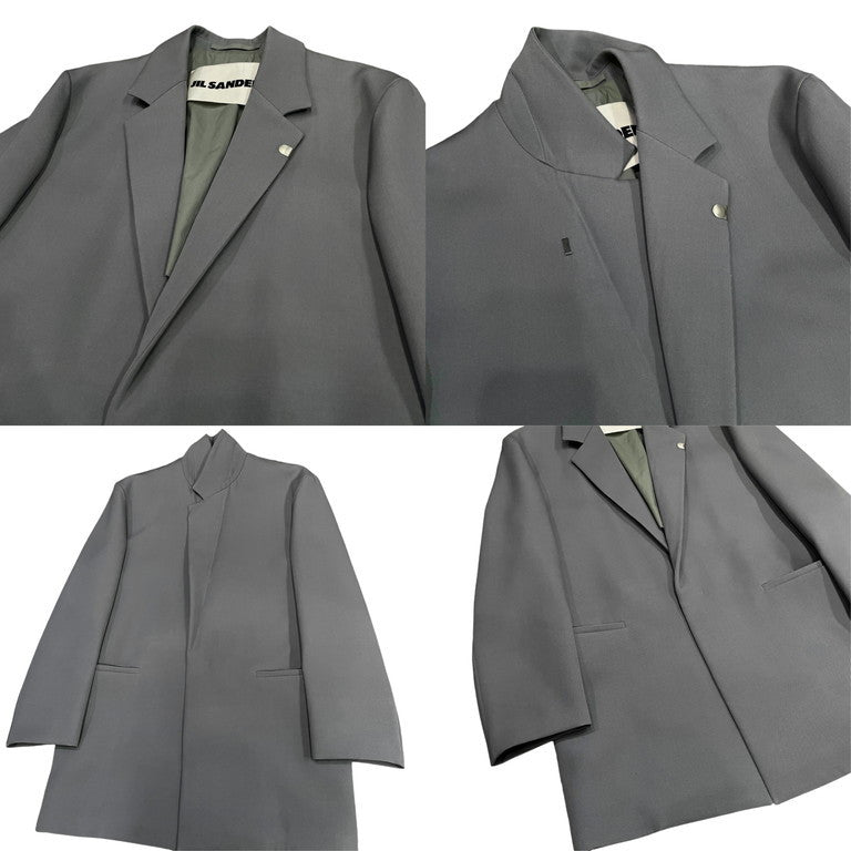 JIL SANDER 23SS WOOL GABARDINE JACKET ウールギャバジンラペルフックフライフロントテーラードジャケット ブレザー 比翼 スタンドカラー 定価339,900円 J22BN0120 J40103 JACKET 08 ジルサンダー メンズ