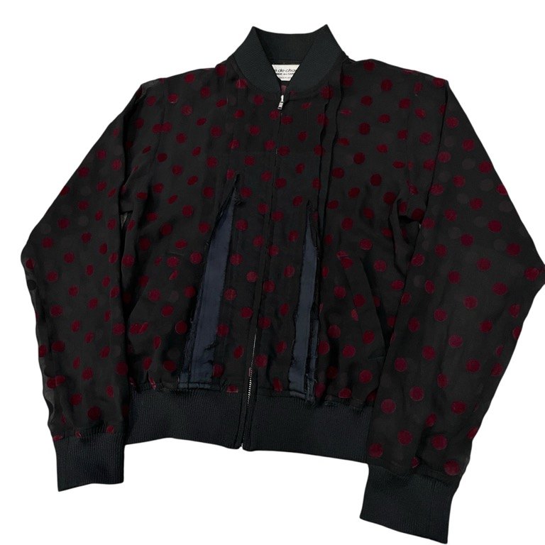 robe de chambre COMME des GARCONS シースルーフロッキードットカットスラッシュジップアップブルゾン ジャケット Archive アウター 現コムコム コムデギャルソン レディース