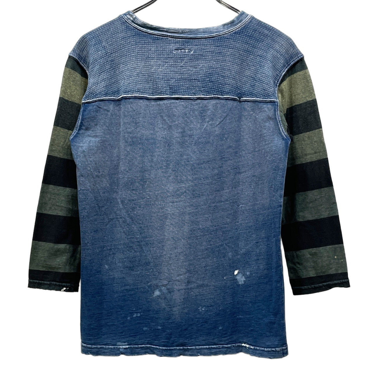KAPITAL 襤褸ナンバリングダメージリペア加工7分丈フットボールTシャツ カットソー トップス Tee T-shirt Archive ボーダー キャピタル カントリー メンズ レディース ユニセックス