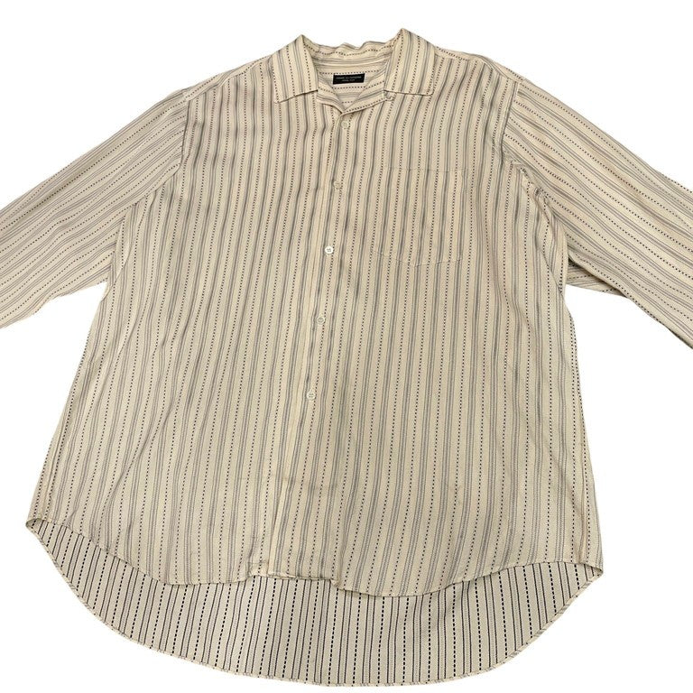 COMME des GARCONS HOMME PLUS 80s シルクストライプオープンカラーオーバーサイズシャツ Archive アーカイブ 80s 90s 初期 ボックスシルエット コムデギャルソンオムプリュス