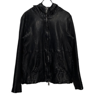 GIORGIO BRATO 17SS ラムレザーフーデッドジップアップジャケット ブルゾン パーカー フード ジョルジオブラット メンズ