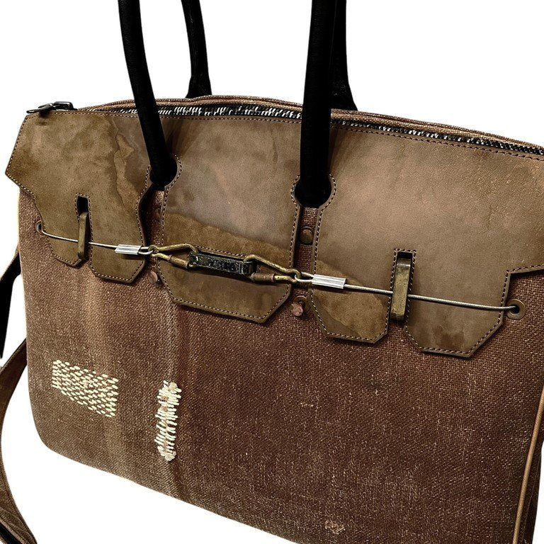 ierib BARK 40 SAKABUKURO Marble Cordovan ヴィンテージ酒袋マーブルコードバンレザーハンドバッグ ショルダー ボストン 刺し子 刺繍 鞄 カバン 未使用 定価114,400円 イエリブ メンズ レディース ユニセックス