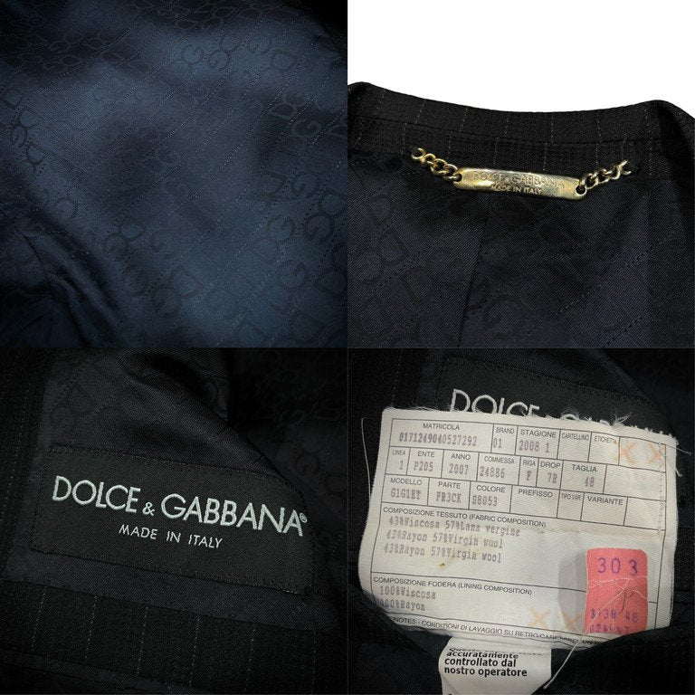 DOLCE&GABBANA ノッチドラペルストライプ2Bテーラードジャケット