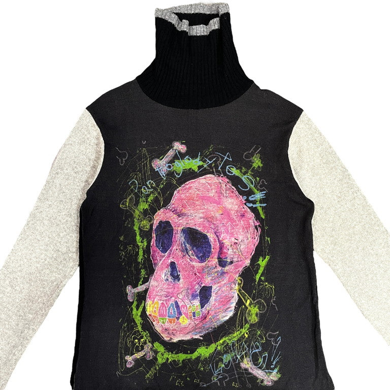 Yohji Yamamoto Pour Homme 14AW Printed skull knitted sweater