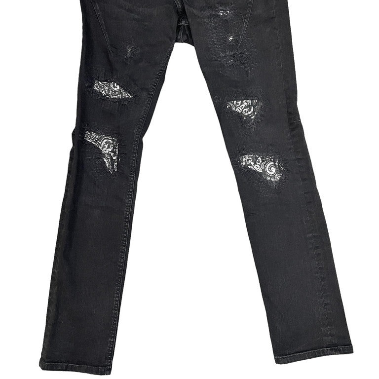 n(n) by NUMBER NINE Paisley patched jeans
