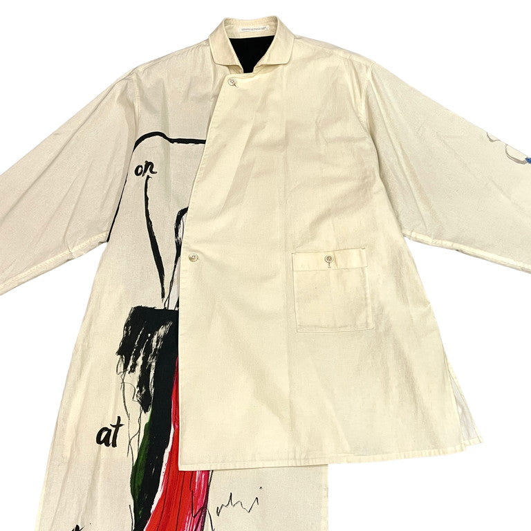 Yohji Yamamoto Pour Homme 17SS Drawing printed sheeting coat