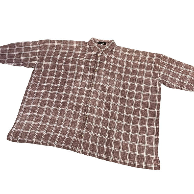 eskandar 1980-90s Linen plaid wide shirt