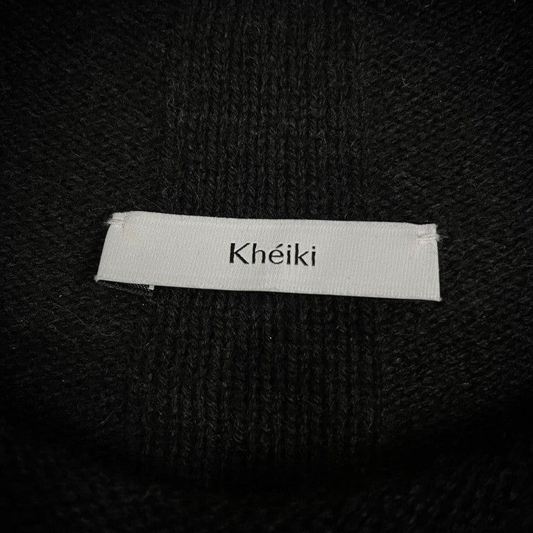 Kheiki エクストラファインウールセーブルステッチ刺繍モックネックニットセーター