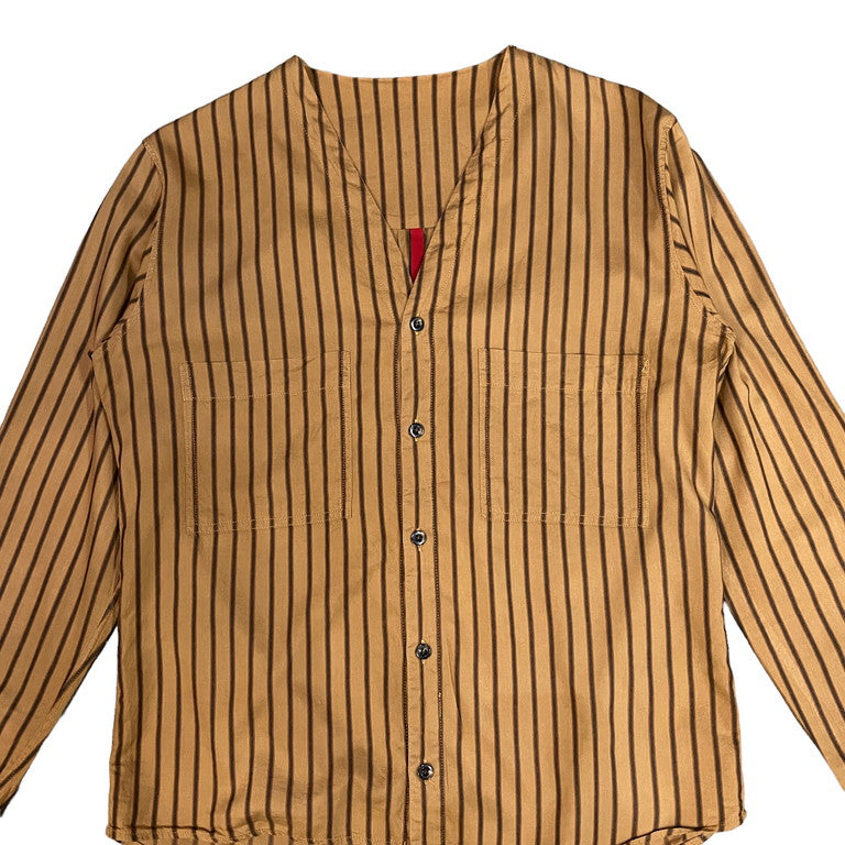 YANTOR Collarless striped shirt