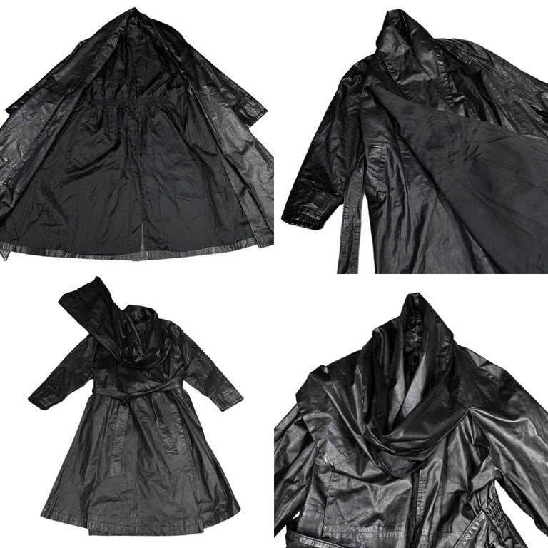 LUNA MATTINO 1990s Scarf docking leather coat
