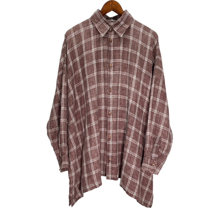 eskandar 1980-90s Linen plaid wide shirt