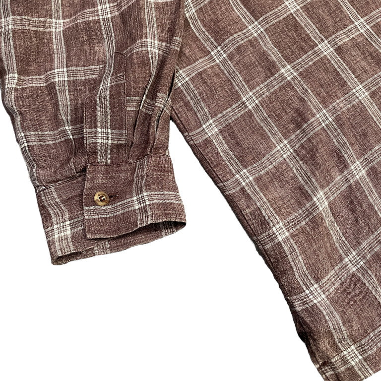 eskandar 1980-90s Linen plaid wide shirt