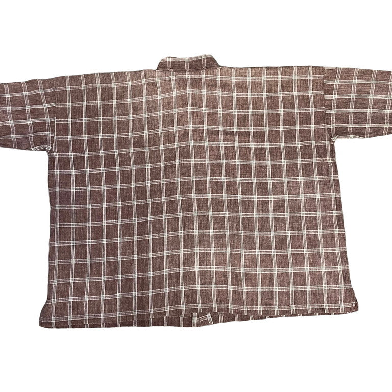 eskandar 1980-90s Linen plaid wide shirt