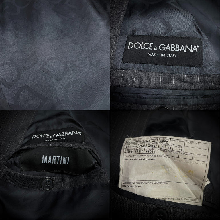 DOLCE&GABBANA MARTINI ナローラペルストライプ2Bテーラードジャケット