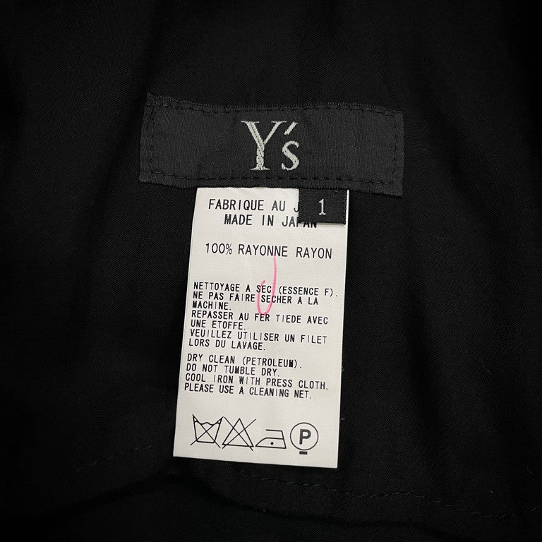 Y's 18SS Black rayon wide pants