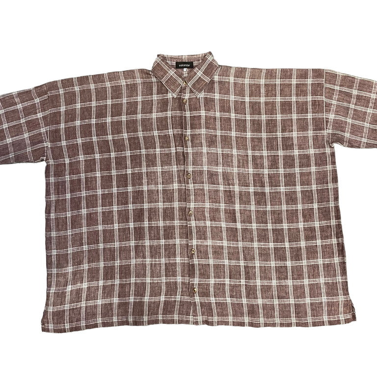 eskandar 1980-90s Linen plaid wide shirt